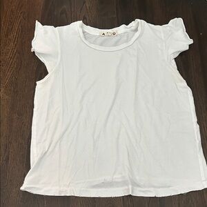 AMO white ruffle sleeve vintage tee XS
